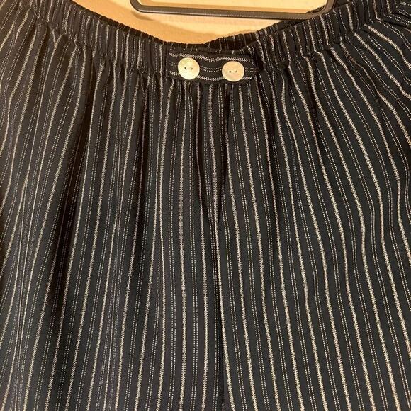 Liz Baker Essentials Pull On Dark‎ Blue White Pin Strips Oversized Women’s Large - Picture 2 of 5